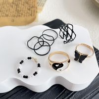 8 Pieces Simple Style Gossip Butterfly Alloy Seed Bead Enamel Women's Rings main image 4