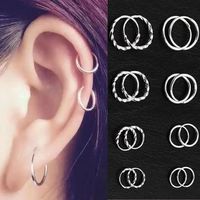 Mode Cercle Argent Placage Des Boucles D'oreilles 1 Paire main image 6