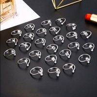 Fashion Letter Silver Inlay Zircon Open Ring 1 Piece main image 6