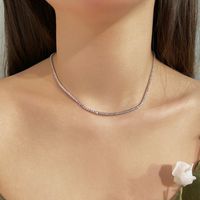 Simple Style Solid Color Sterling Silver Inlay Zircon Necklace 1 Piece main image 2