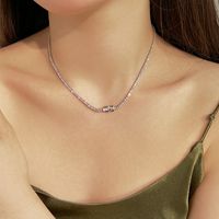 Simple Style Solid Color Sterling Silver Inlay Zircon Necklace 1 Piece main image 5