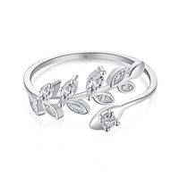 Style Simple Feuille Lune Papillon Argent Sterling Incruster Strass Anneau Ouvert sku image 5