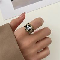 Vintage Style Geometric Copper Plating Artificial Pearls Open Ring main image 4