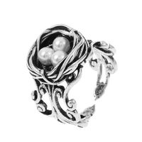 Vintage-stil Geometrisch Kupfer Überzug Künstliche Perlen Offener Ring sku image 1