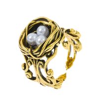 Vintage-stil Geometrisch Kupfer Überzug Künstliche Perlen Offener Ring sku image 2
