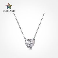 Fashion Heart Shape Sterling Silver Inlay Zircon Pendant Necklace 1 Piece main image 1
