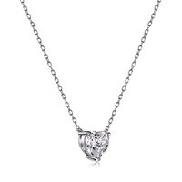 Fashion Heart Shape Sterling Silver Inlay Zircon Pendant Necklace 1 Piece sku image 1