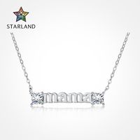 Sweet Letter Sterling Silver Inlay Zircon Necklace 1 Piece main image 1