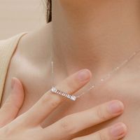 Sweet Letter Sterling Silver Inlay Zircon Necklace 1 Piece main image 4