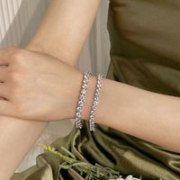 Simple Style Round Sterling Silver Inlay Zircon Bracelets 1 Piece main image 1