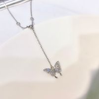 Sweet Butterfly Sterling Silver Inlay Zircon Necklace main image 1