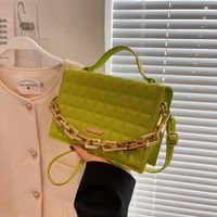 Women's Pu Leather Solid Color Fashion Chain Square Flip Cover Shoulder Bag Crossbody Bag main image 3