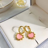 Fashion Heart Shape Copper Inlay Shell Earrings 1 Pair main image 5