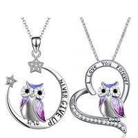 1 Piece Fashion Letter Heart Shape Owl Alloy Inlay Rhinestones Valentine's Day Women's Necklace main image 1