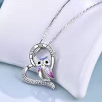 1 Piece Fashion Letter Heart Shape Owl Alloy Inlay Rhinestones Valentine's Day Women's Necklace main image 5