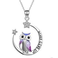 1 Piece Fashion Letter Heart Shape Owl Alloy Inlay Rhinestones Valentine's Day Women's Necklace main image 3