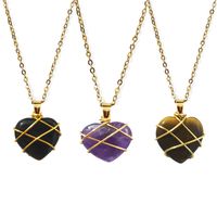 Simple Style Heart Shape Crystal Chain Pendant Necklace 1 Piece main image 6