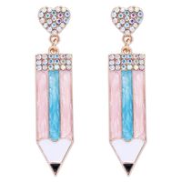1 Pair Fashion Pencil Alloy Enamel Women's Drop Earrings sku image 1