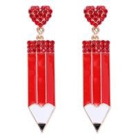 1 Pair Fashion Pencil Alloy Enamel Women's Drop Earrings sku image 2
