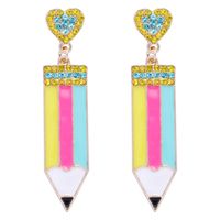 1 Pair Fashion Pencil Alloy Enamel Women's Drop Earrings sku image 3