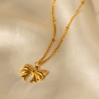 Stainless Steel 18K Gold Plated Simple Style Classic Style Butterfly Plating Pendant Necklace main image 4