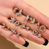 1 Pair Fashion Geometric Metal Copper Plating Turquoise Rhinestones Zircon Women's Earrings sku image 18