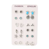 1 Pair Fashion Geometric Metal Copper Plating Turquoise Rhinestones Zircon Women's Earrings sku image 16
