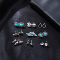 1 Pair Fashion Geometric Metal Copper Plating Turquoise Rhinestones Zircon Women's Earrings sku image 12
