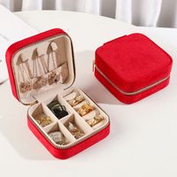 Lady Korean Style Solid Color Flannel Jewelry Boxes sku image 2