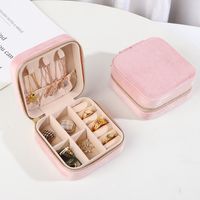 Lady Korean Style Solid Color Flannel Jewelry Boxes sku image 4