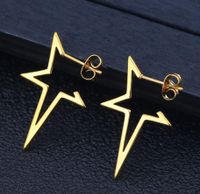 Fashion Star Stainless Steel Star Hollow Out Drop Earrings 1 Pair sku image 2