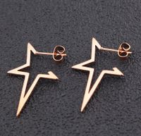 Fashion Star Stainless Steel Star Hollow Out Drop Earrings 1 Pair main image 3