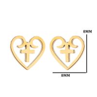 1 Pair Simple Style Heart Shape Flower Titanium Steel Ear Studs sku image 34