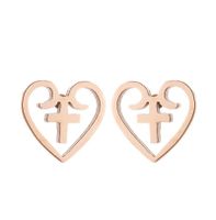 1 Pair Simple Style Heart Shape Flower Titanium Steel Ear Studs sku image 35