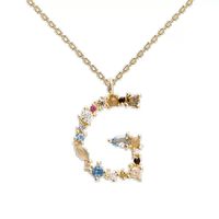 Classic Style Letter Copper Plating Inlay Artificial Gemstones Pendant Necklace sku image 6