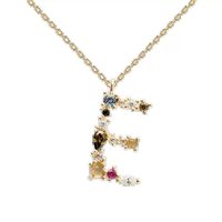 Classic Style Letter Copper Plating Inlay Artificial Gemstones Pendant Necklace sku image 4