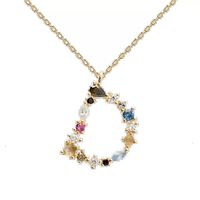 Classic Style Letter Copper Plating Inlay Artificial Gemstones Pendant Necklace sku image 3