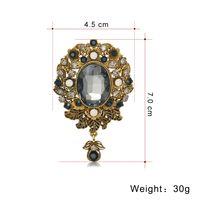Retro Oval Flor Aleación Embutido Diamantes De Imitación Vidrio Mujeres Broches main image 3
