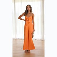 Women's Daily Casual Solid Color Bow Knot Full Length Hollow Out Jumpsuits main image 5