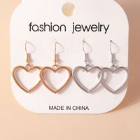 1 Paire De Boucles D'oreilles En Forme De Coeur En Alliage Pour Femmes main image 8