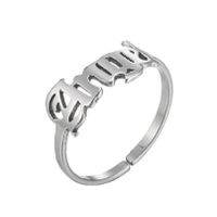 Fashion Letter Stainless Steel Hollow Out Rings 1 Piece sku image 2