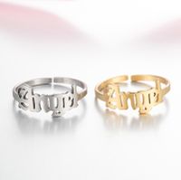 Wholesale Jewelry Fashion Letter 201 Stainless Steel 18K Gold Plated Hollow Out Rings main image 3