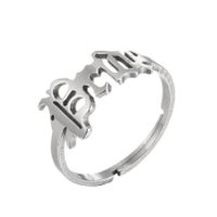 Fashion Letter Stainless Steel Hollow Out Rings 1 Piece sku image 8