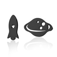 1 Pair Fashion Spacecraft Planet Titanium Steel Plating Ear Studs main image 5