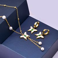 Simple Style Butterfly Titanium Steel Plating Jewelry Set main image 2