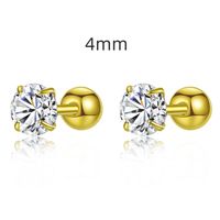 Fashion Solid Color Sterling Silver Plating Inlay Zircon Ear Studs 1 Pair sku image 4