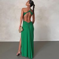 Women's Irregular Skirt Elegant Collarless Pleated Sleeveless Solid Color Maxi Long Dress Street main image 5