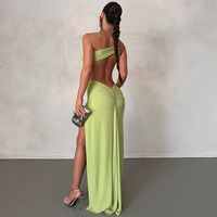 Women's Irregular Skirt Elegant Collarless Pleated Sleeveless Solid Color Maxi Long Dress Street main image 2