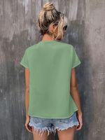 Women's Chiffon Shirt Short Sleeve T-shirts Embroidery Patchwork Fashion Streetwear Embroidery main image 4