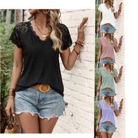 Women's T-shirt Short Sleeve T-shirts Lace Elegant Solid Color main image 1